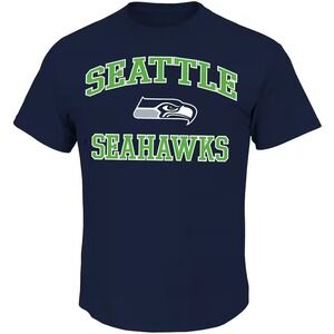 Majestic College Navy Seattle Seahawks Big And Tall Heart _ Soul III  T-shirt